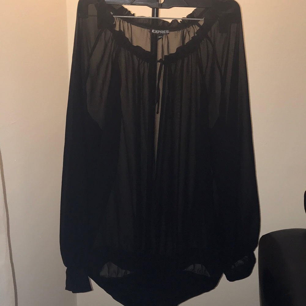 Express Sheer All Black Top/Bodysuit